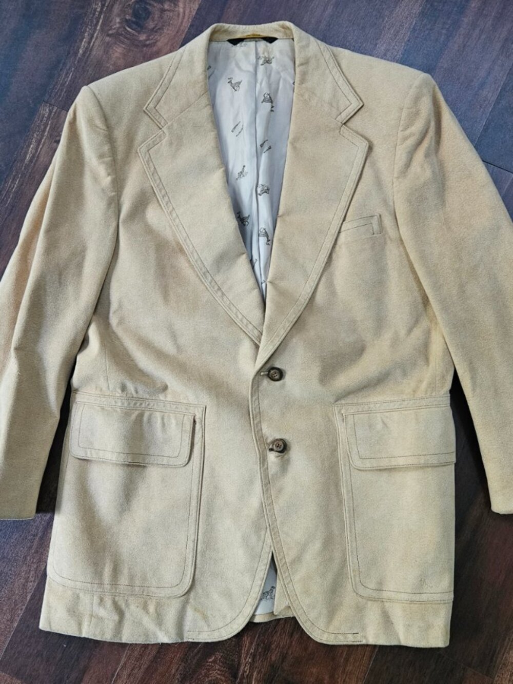 Pembrook Mens Blazer 42R Tan Faux Suede Sport Coat Old Money Western Core